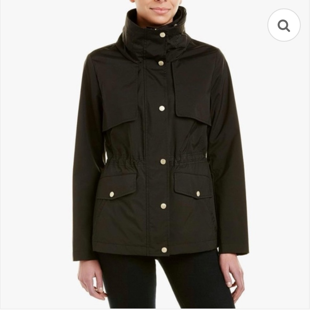 Cole Haan Packable Rain Jacket with Pouch Sz M NWT Black